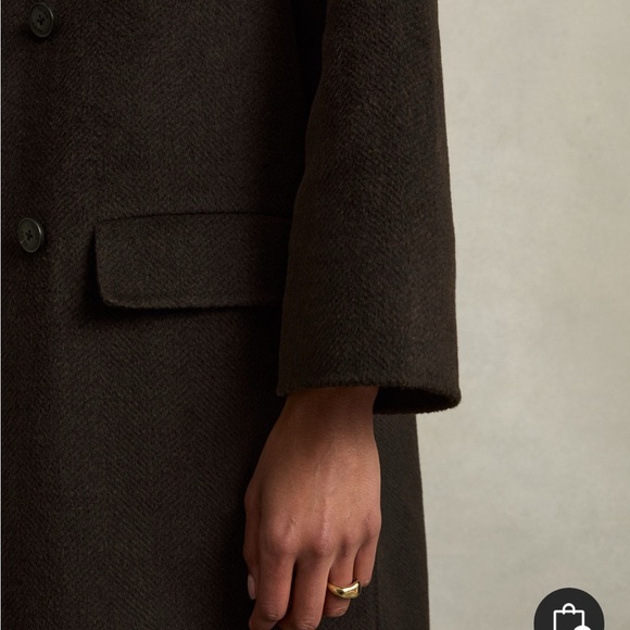 NWT Reiss Lara Wool Blend Herringbone Twill Coat in Chocolate Brown US 4 - Picture 3 of 15